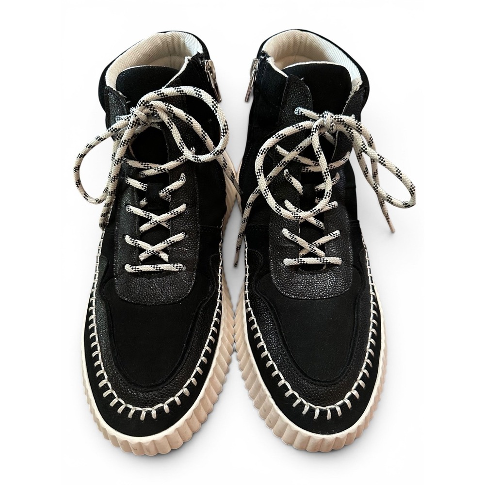 Dolce Vita Daley Womens 9.5 Black Suede Leather Whipstitch High Top Sneakers EUC